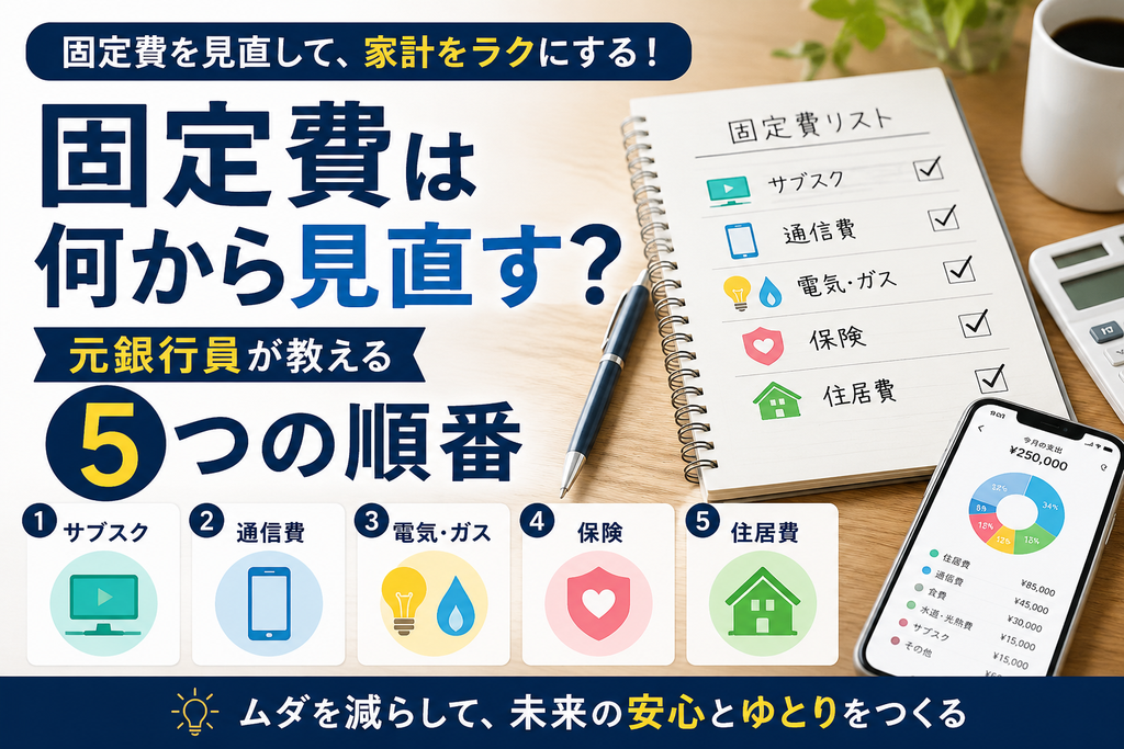 固定費見直しの順番を示す5項目｜元銀行員が解説